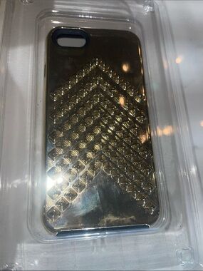 Nanette Lepore Metallic Gold Quilted Stud Slide Case iPhone XR